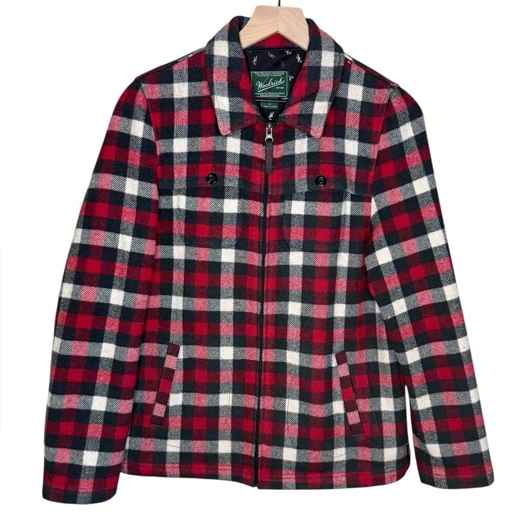 Woolrich Women’s Sz Small Wool Blend Plaid Shacket Jacket in Ruby Multi Red